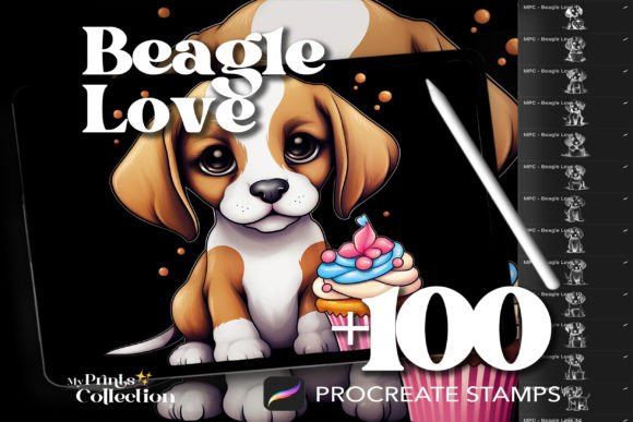 100 Procreate Beagle Love Stamps: Elevating Digital Art with Canine Charm