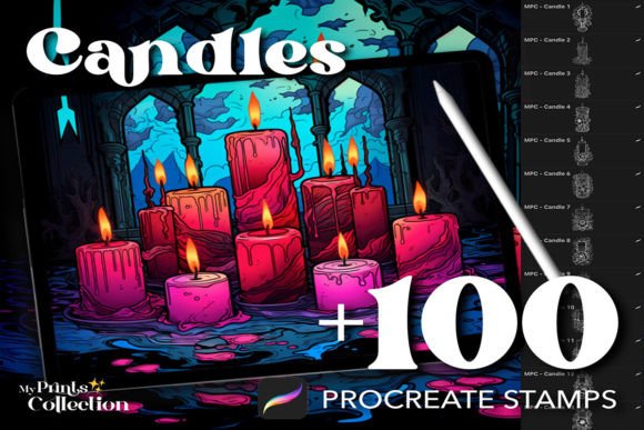 100 Procreate Candle Stamps