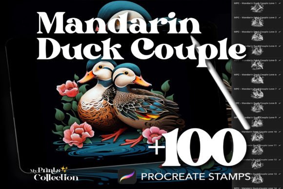 100 Procreate Mandarin Duck Couple Stamps