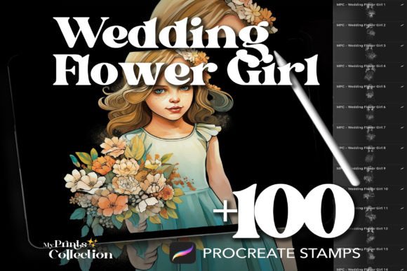 100 Procreate Wedding Flower Girl Stamps