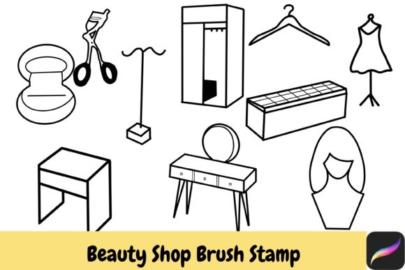 Beauty Shop Procreate Brush Stamps for iPad
