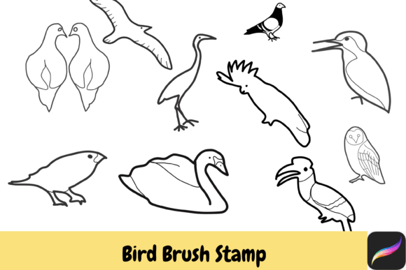 Strategic Visual Assets: Leveraging Bird Animal Hand Drawn Brush Stamps IPAD for Creative Efficiency